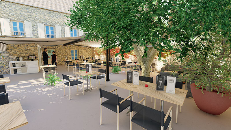 Création de la terrasse d'une auberge en Ile De France - AMD Concept
